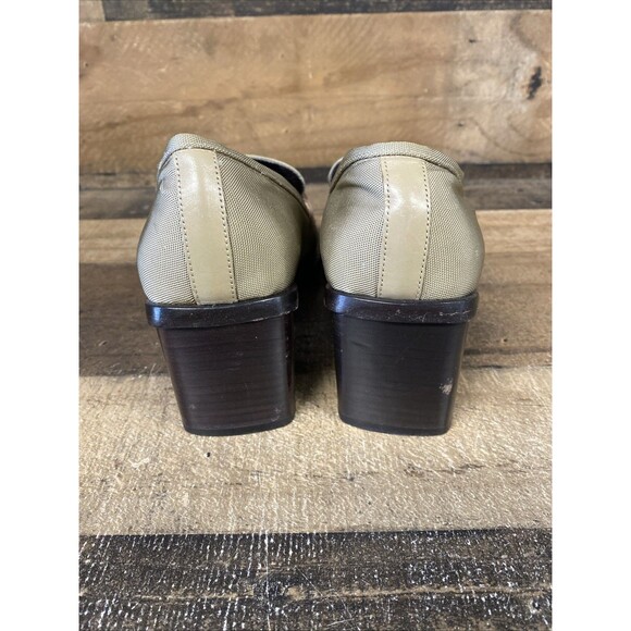 Vintage Gucci Canvis Loafers Size 9 Women’s Taupe Heeled Square Toe with Buckle - Picture 10 of 16